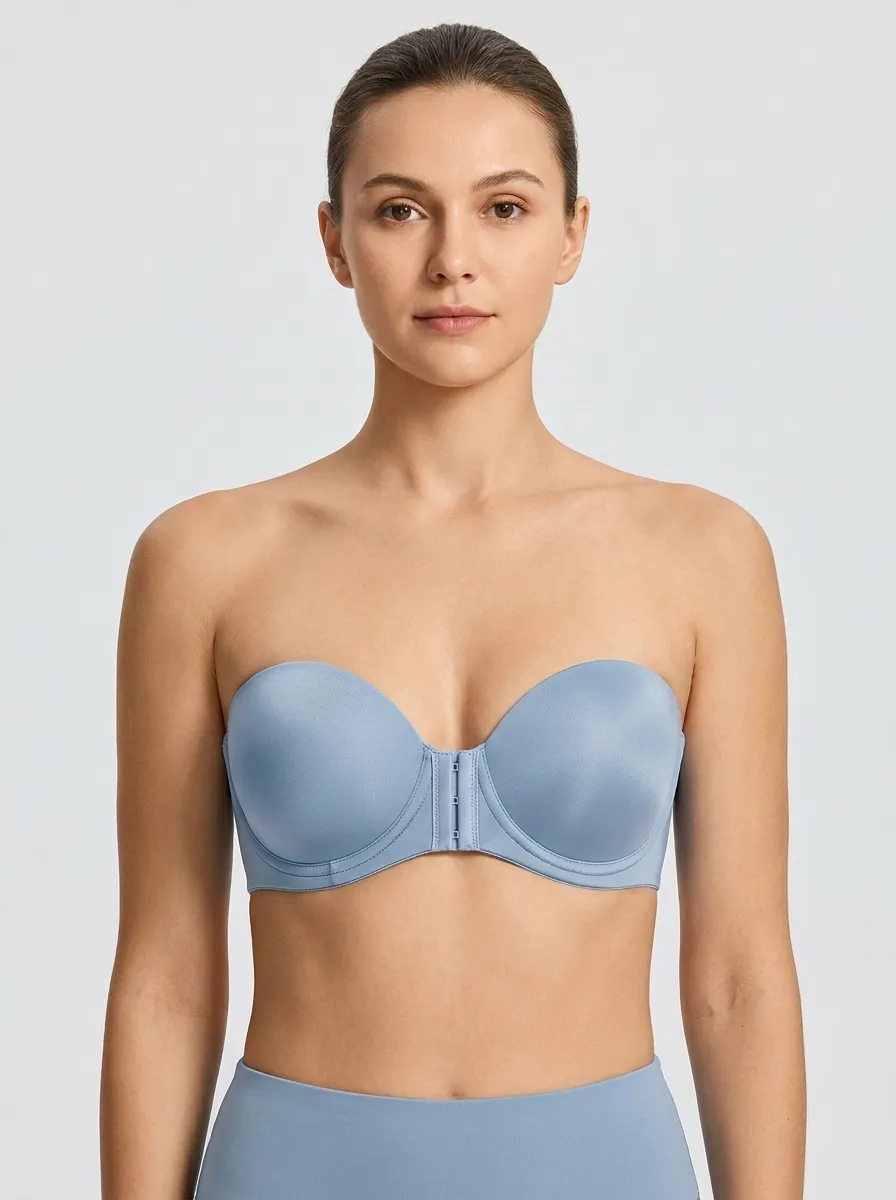 Women's Underwire Contoured-Cup Front-Closure Strapless Bra