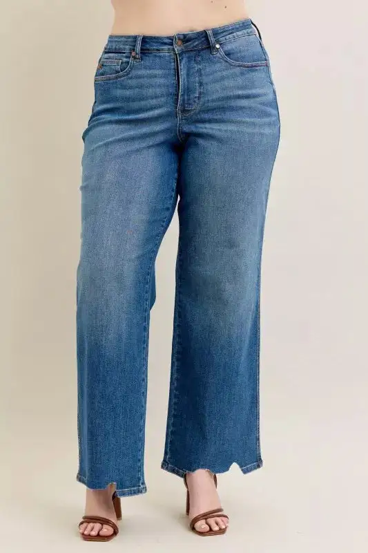 Everyday High Rise Distressed Wide Leg Jeans