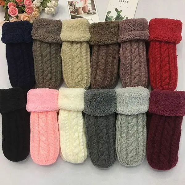 Women'S Thick Fleece Double Layer Gloves 01578963C