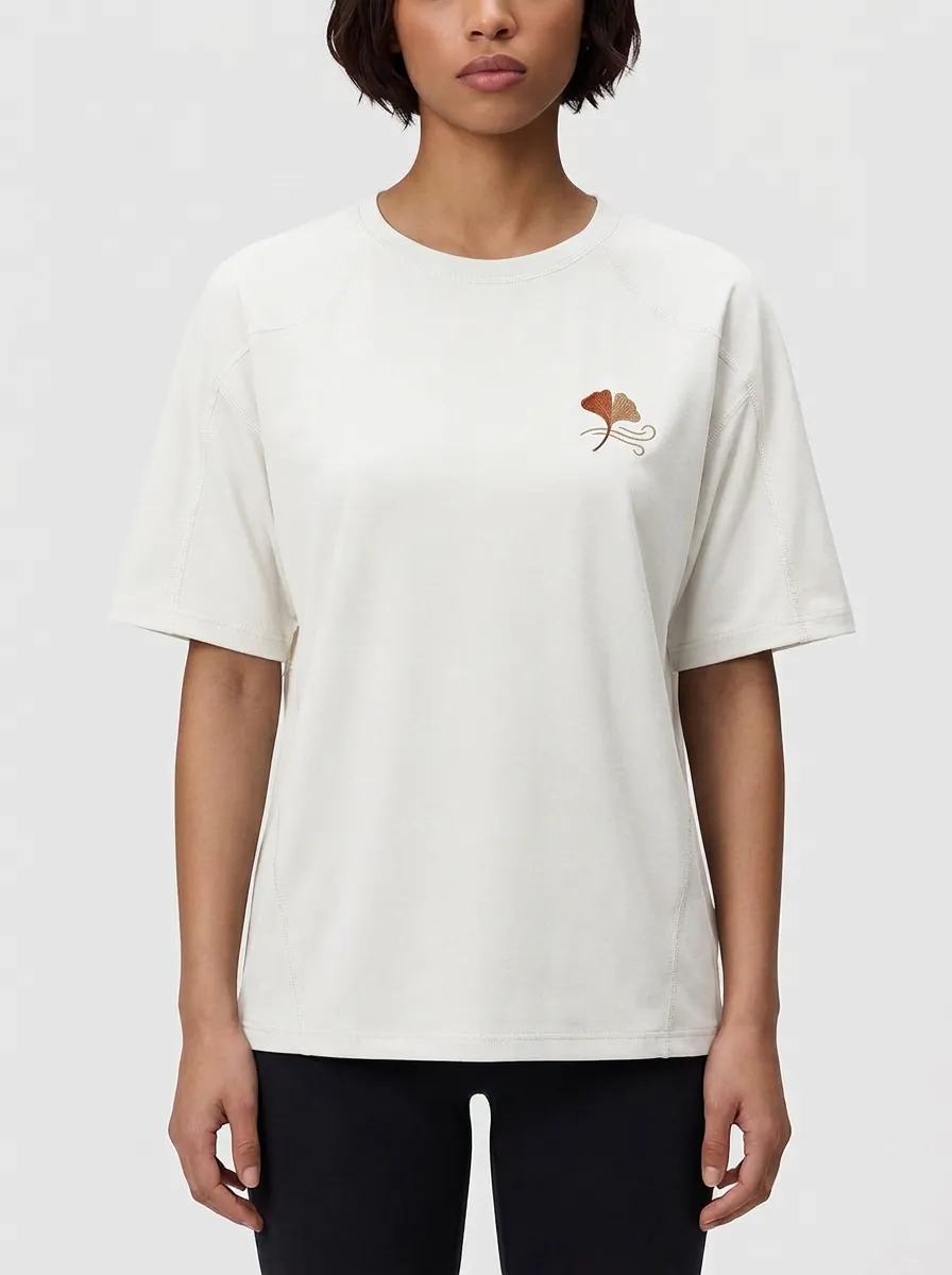 Women's Ginkgo Embroidered Raglan Crewneck T-Shirt