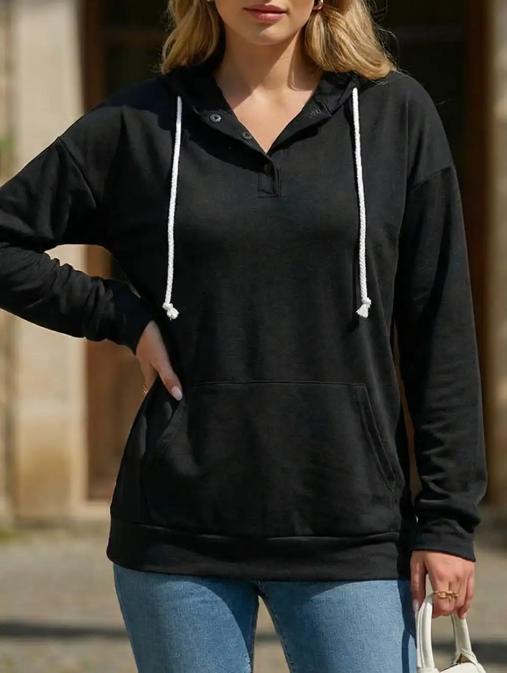 Hooded Drawstring Pocket Sweatshirt