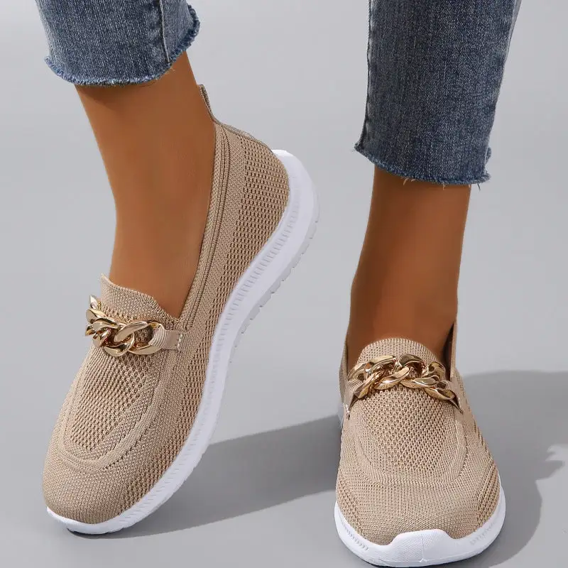 Mesh Chain Detail Breathable Lightweight Sneakers