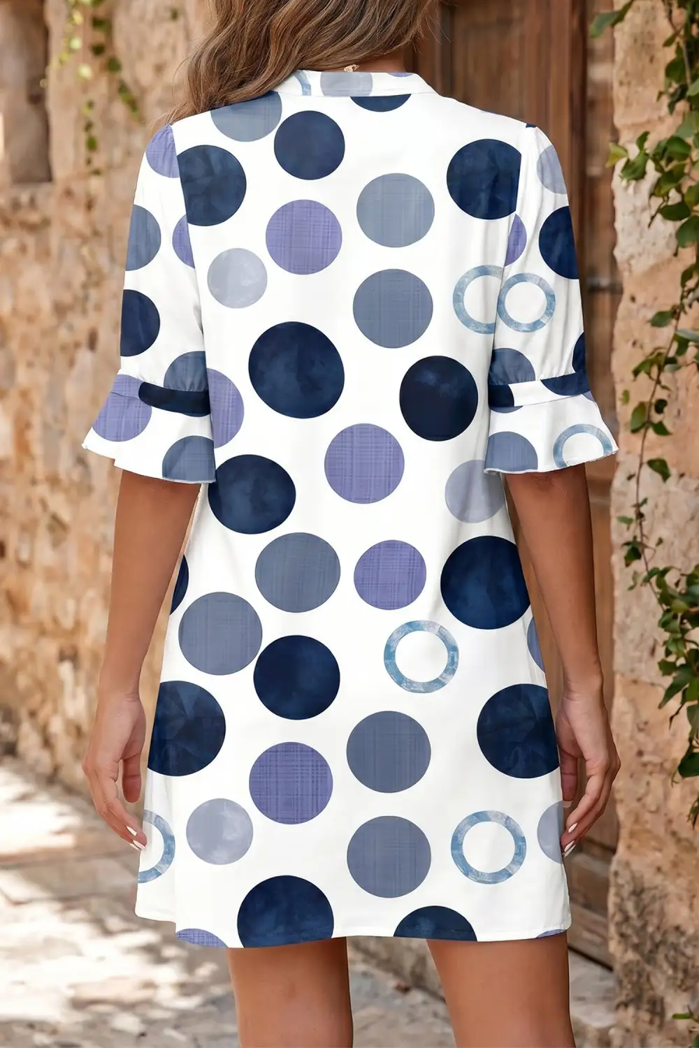 Polka Dot Short Sleeve Casual Mini Dress