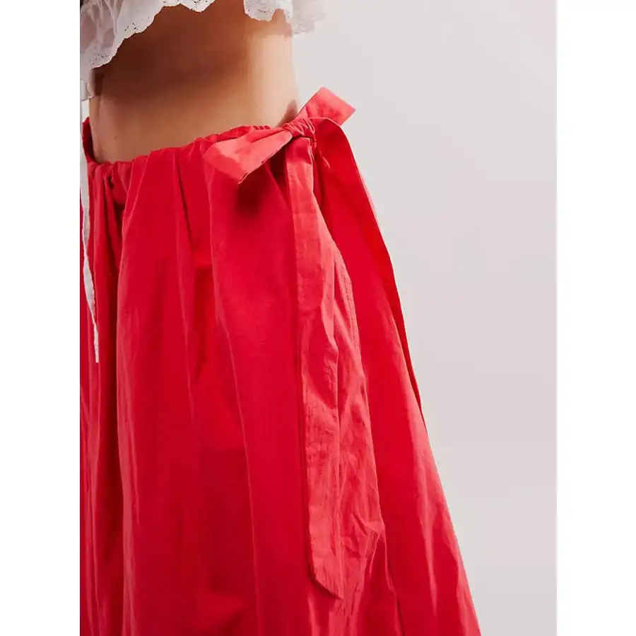 Side Bow Maxi Skirt with Pockets