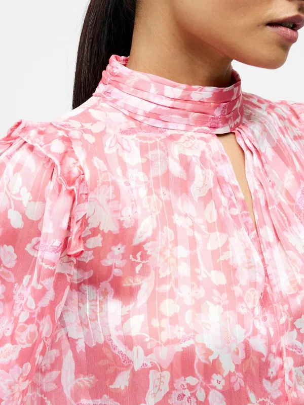 High Neck Creative Breathable Floral Print Turtleneck Top