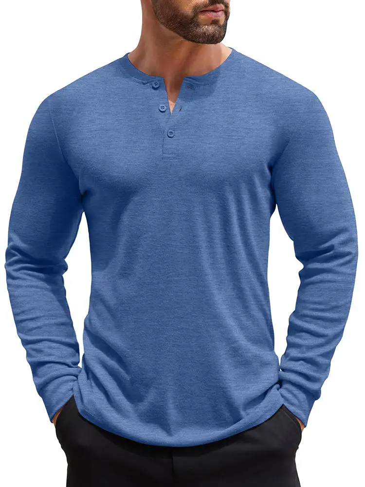 Fashion Lightweight Pullover Henley Shirt Hoodie