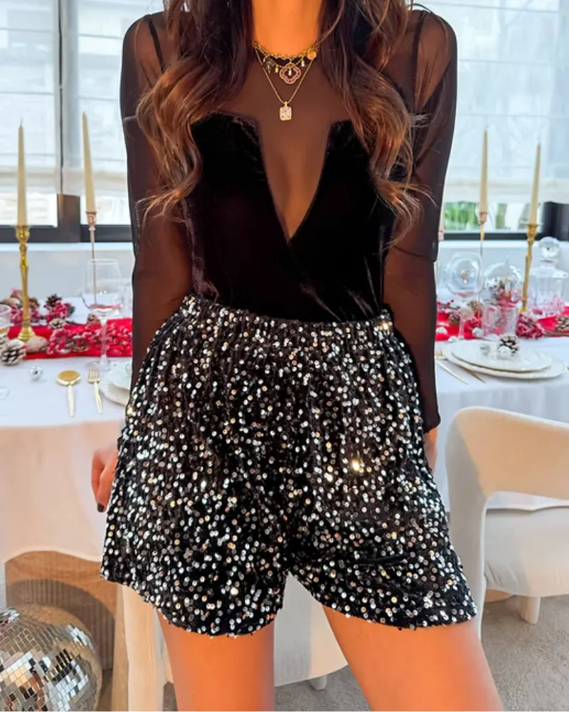 Stylish Sequin Short Pants
