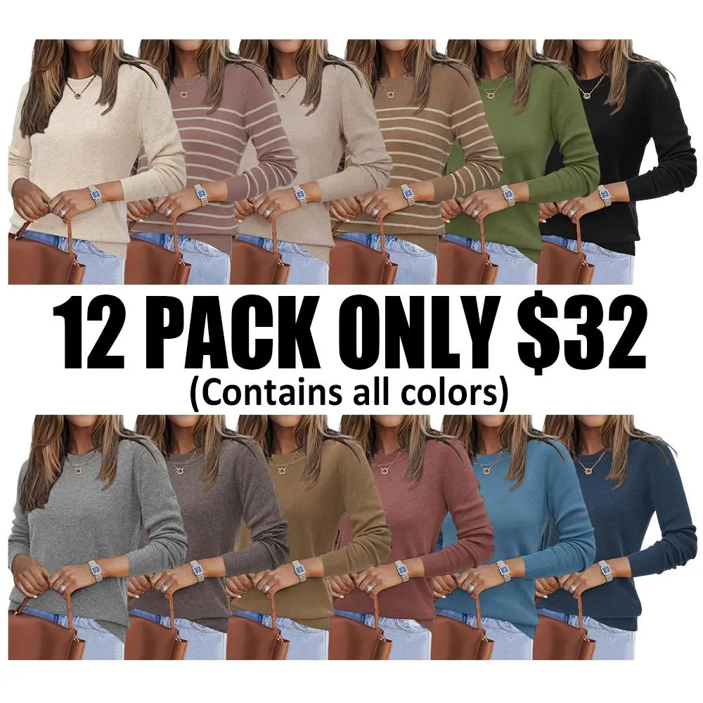 Women‘s Spring Fashion Wool Blend Sweater 2026 Long Sleeve Crew Neck Business Casual Pullover Tops Trendy Outfits