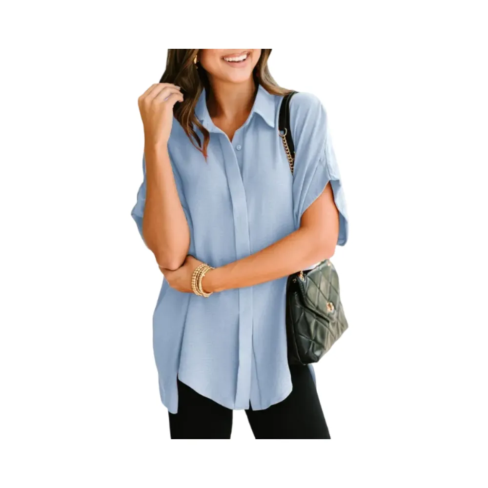 Women's Tops  V Neck Button Down Shirts