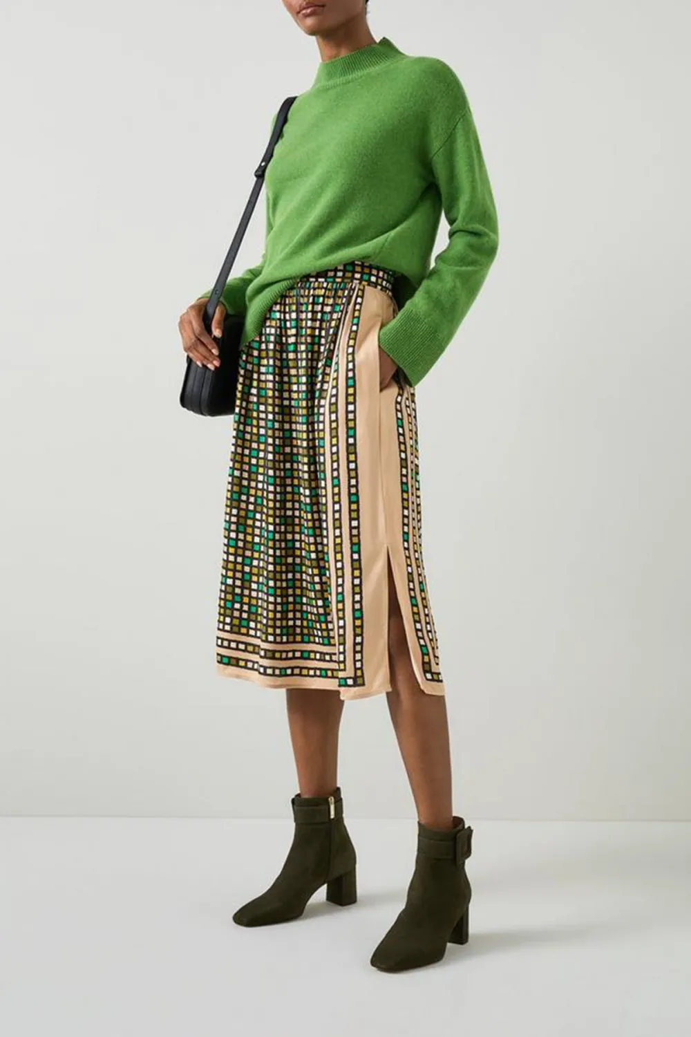Colorful Geometric Print Midi Skirt