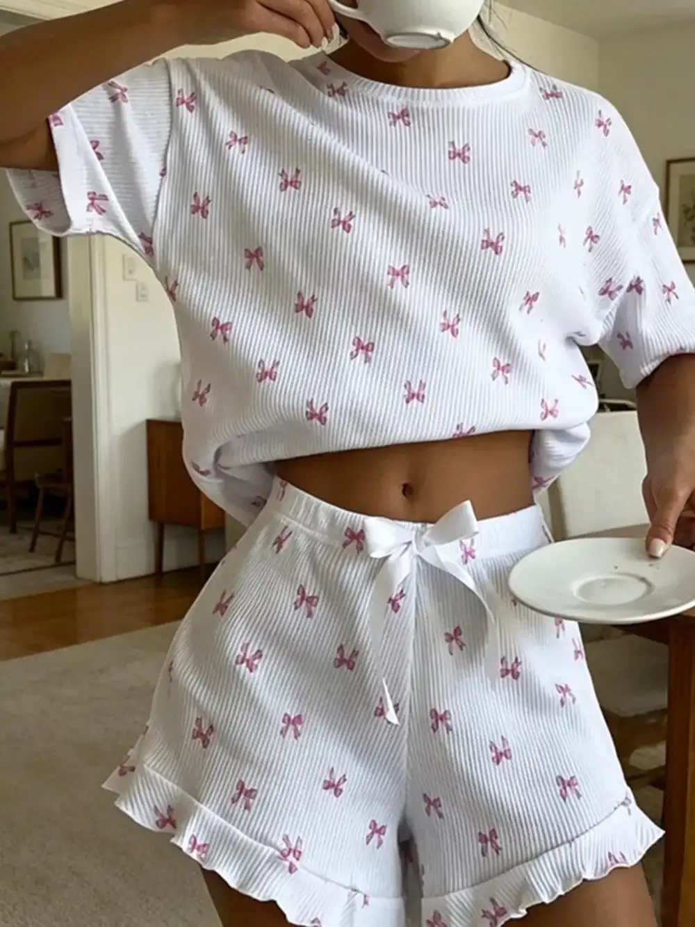 Bow Comfortable Everyday Pajama Set