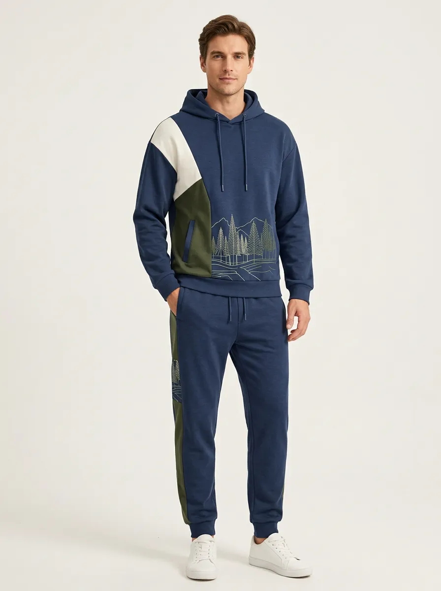 Men's Outdoor Nature Lover Forest Mountain Printed Tracksuit