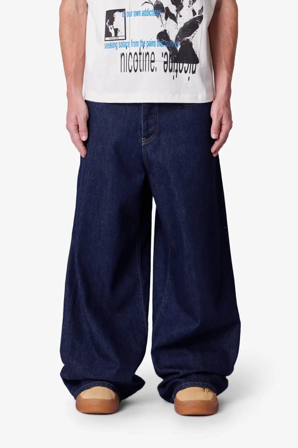 Relaxed Raw Finish Baggy Jeans