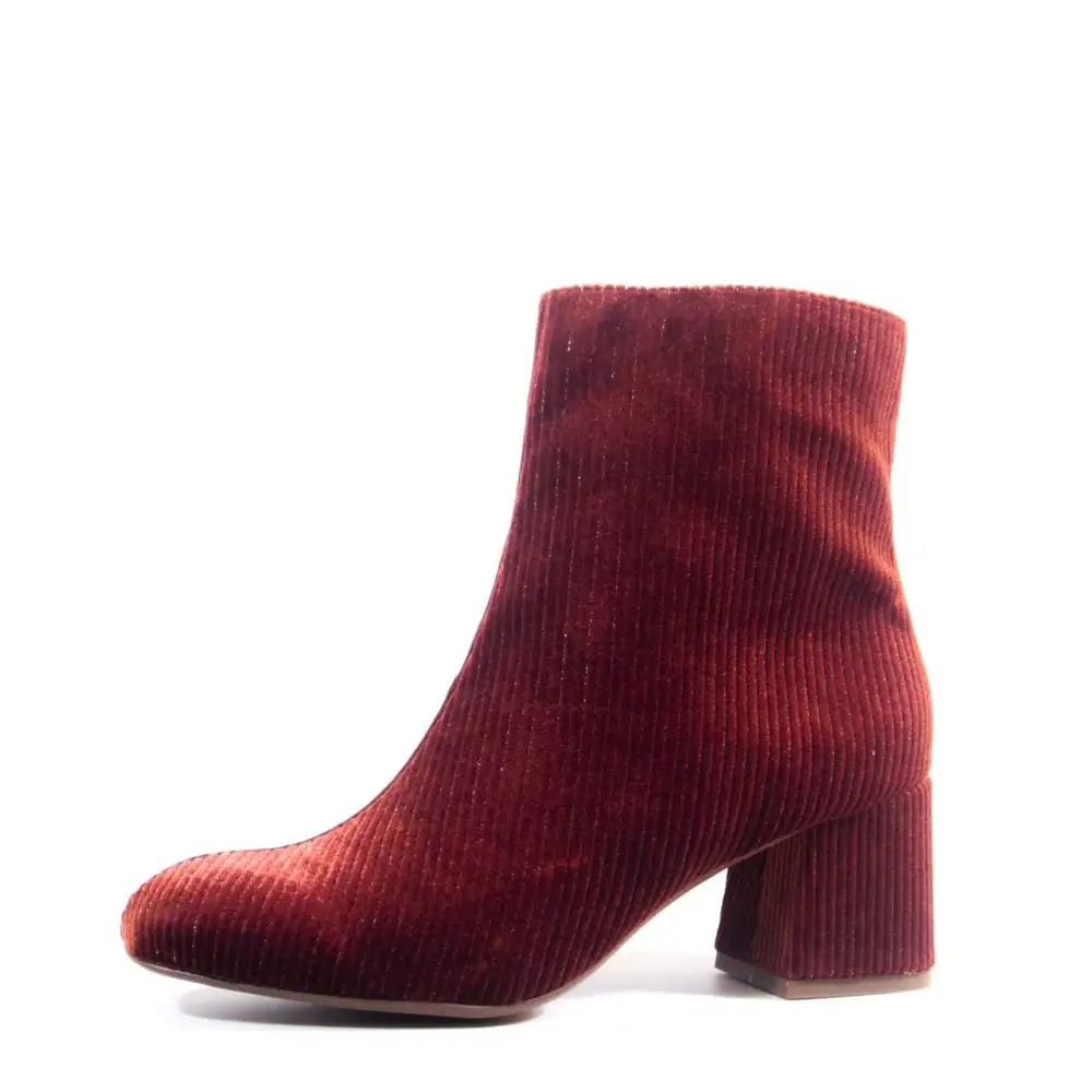 Velvet Embroidered Heel Ankle Boots