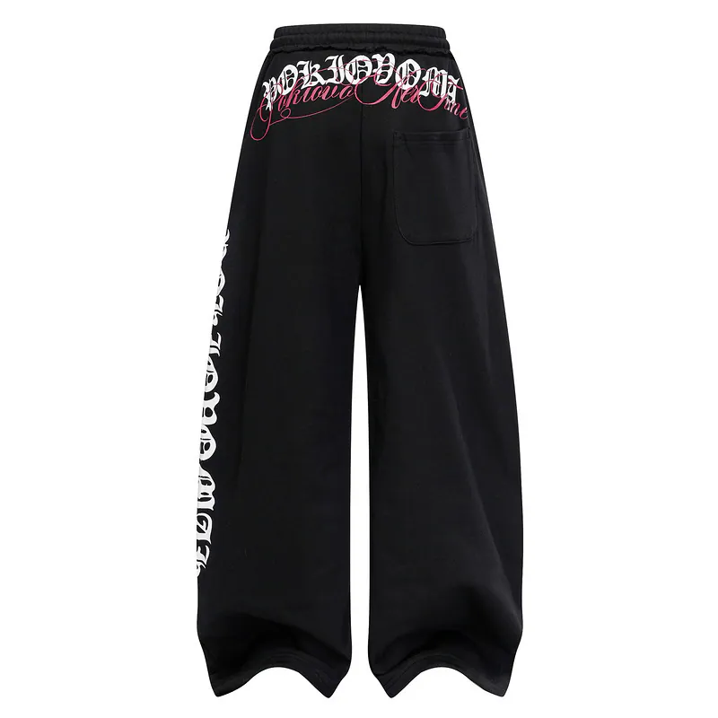 Embroidered Ruched Wide-Leg Pants with Plaid Scarf