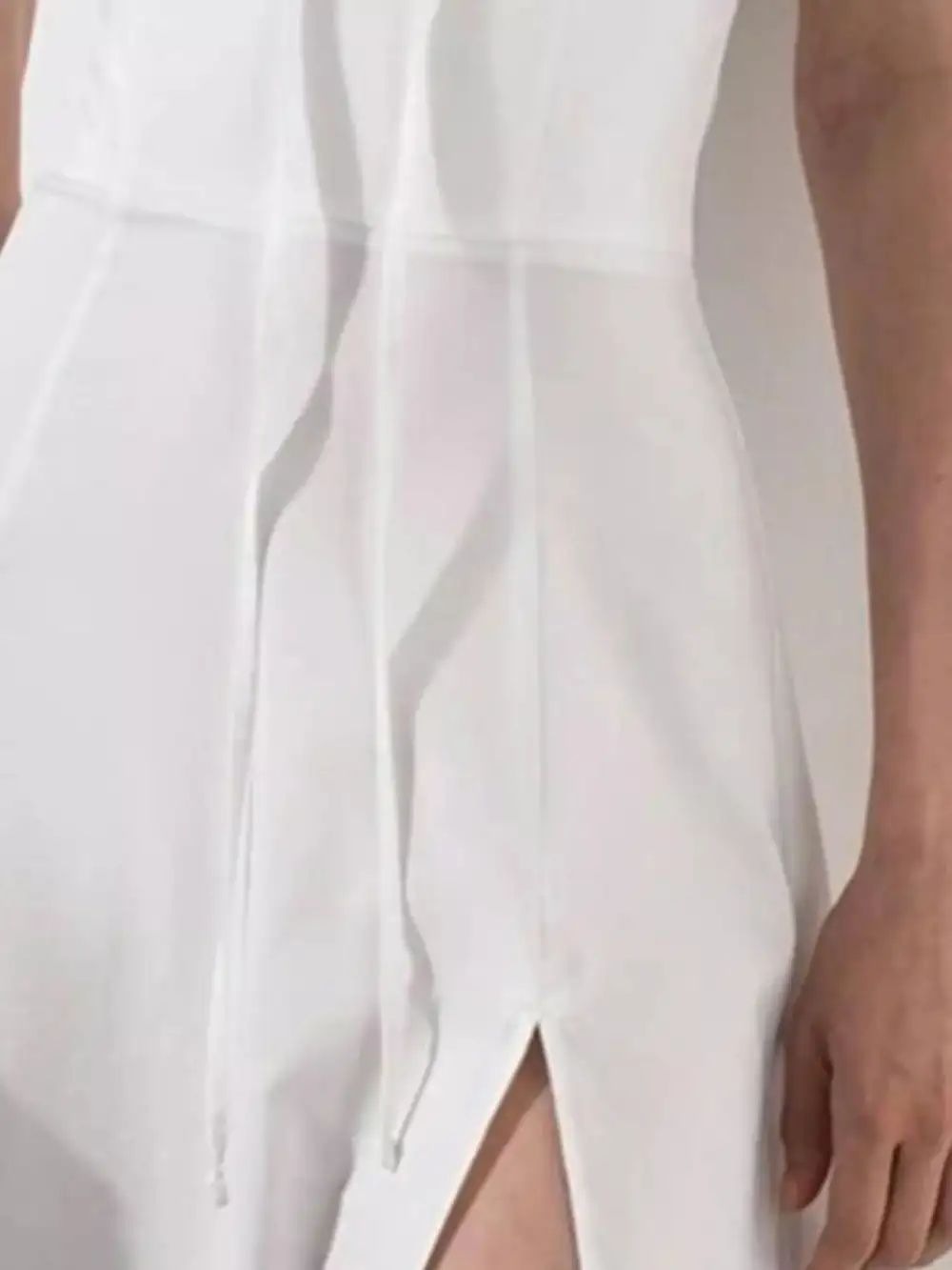 Puff Sleeve Tie Front Slit Midi Dress