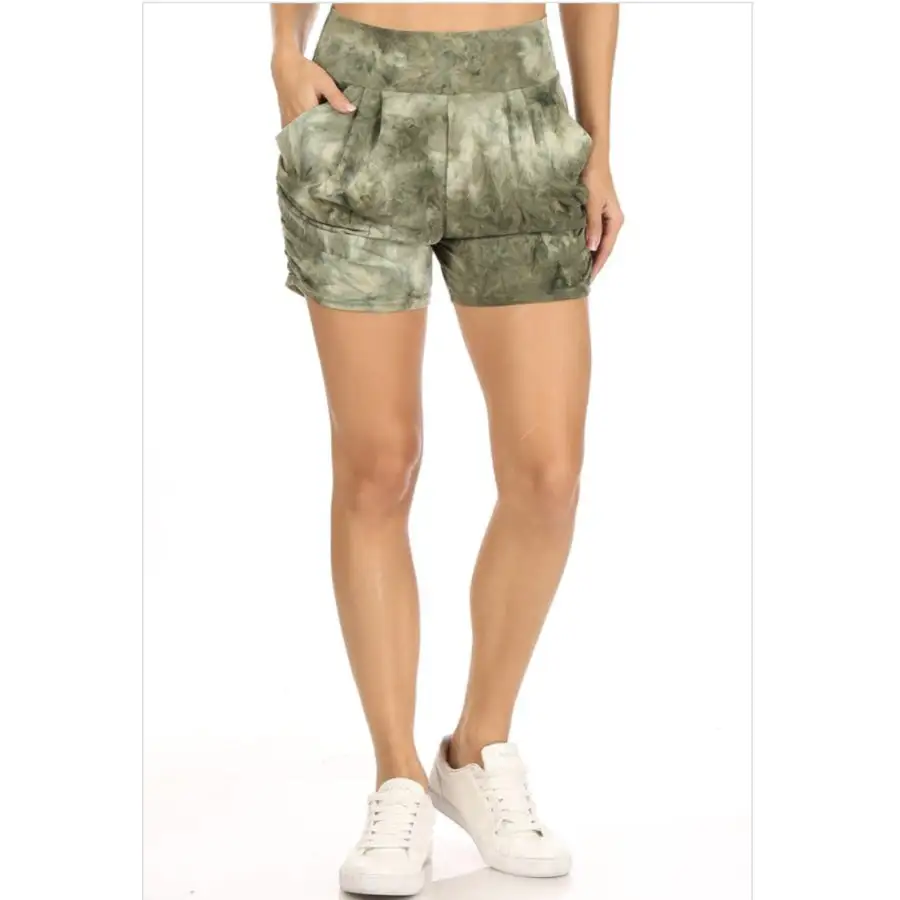 Buttery Soft Printed Harem Shorts with Pockets - Tie Dye
