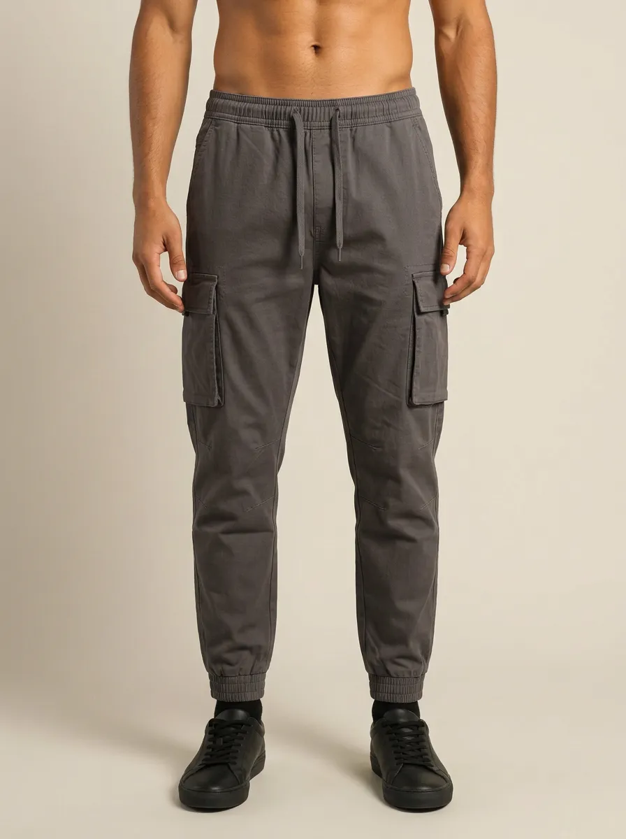 Everyday Elastic-Waist Solid-Style Men's Cargo Pants