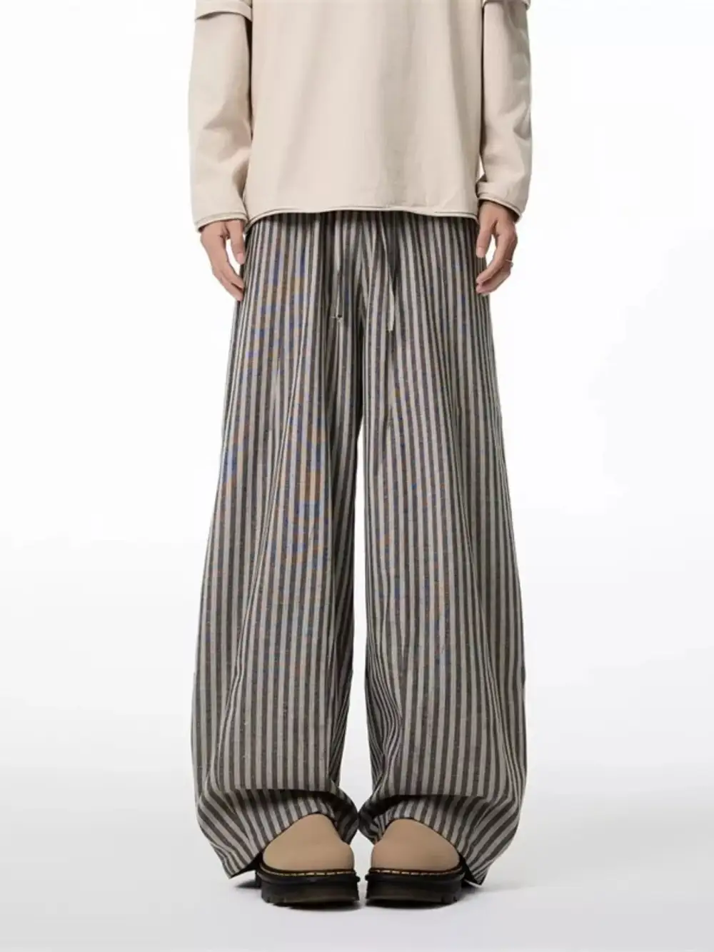 Men's Plus Size Striped Wide Leg Casual Pants