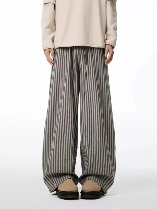 Men's Plus Size Striped Wide Leg Casual Pants
