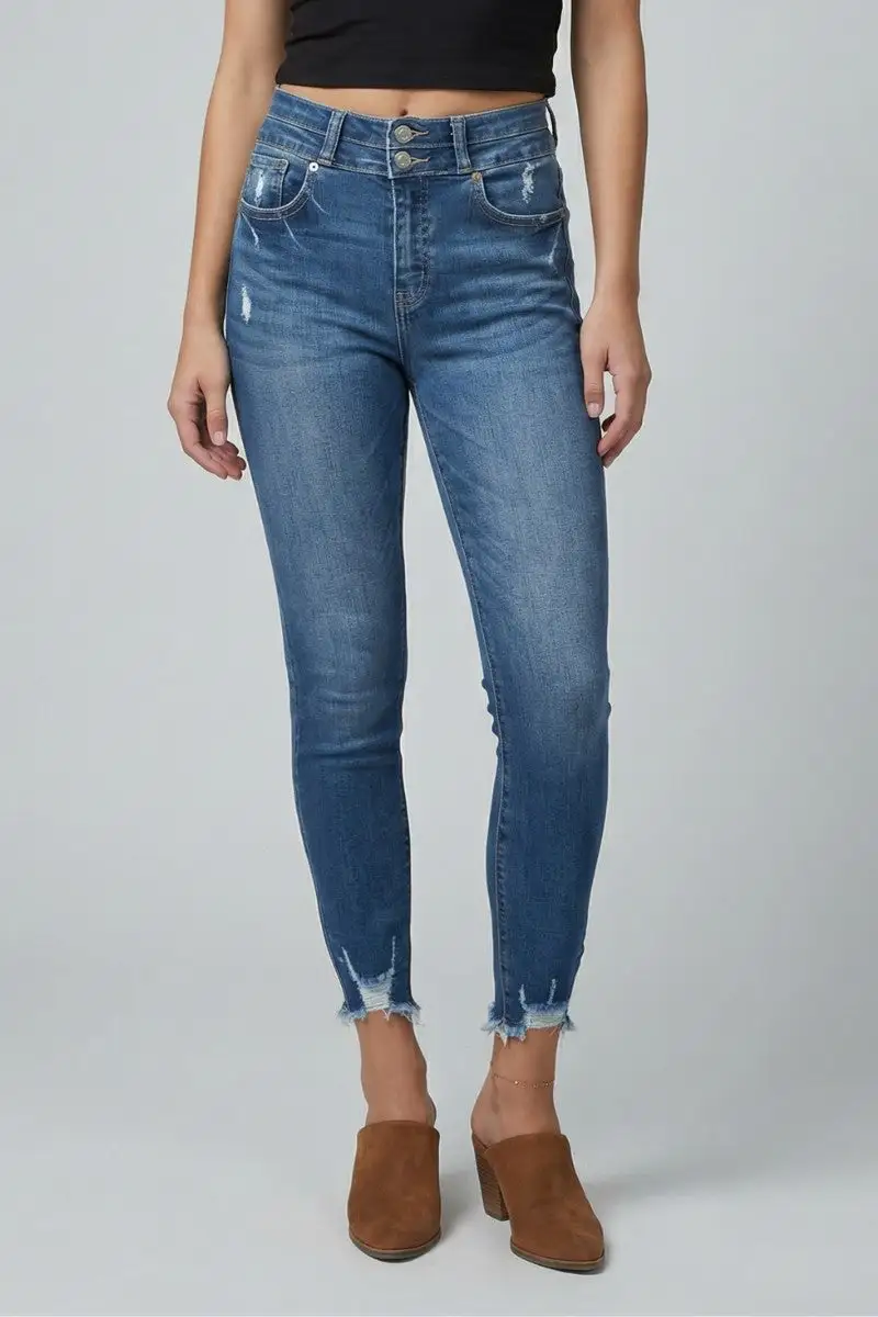 Versatile High Rise Skinny Cropped Denim Jeans