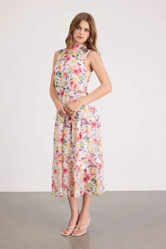 In My Dreams Mauve Floral Print Midi Dress