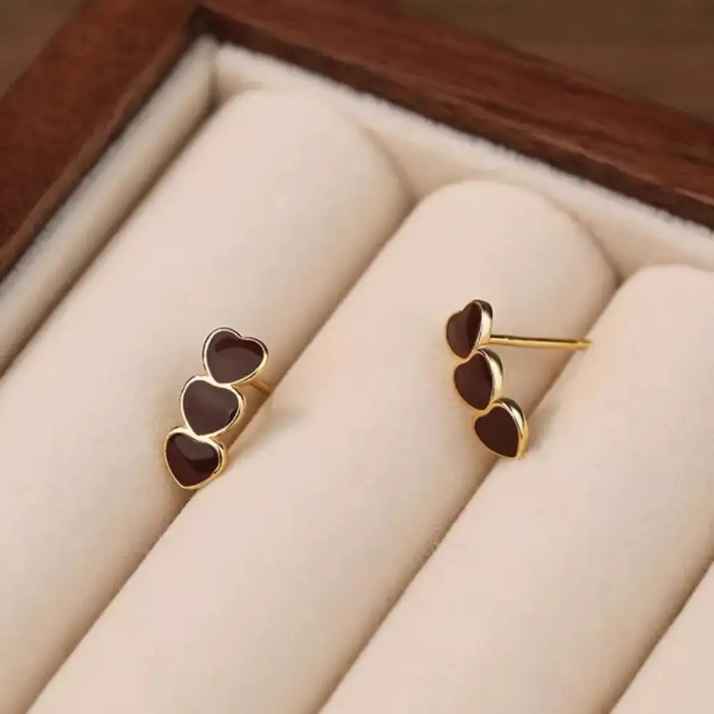 Triple Heart Stud Earrings