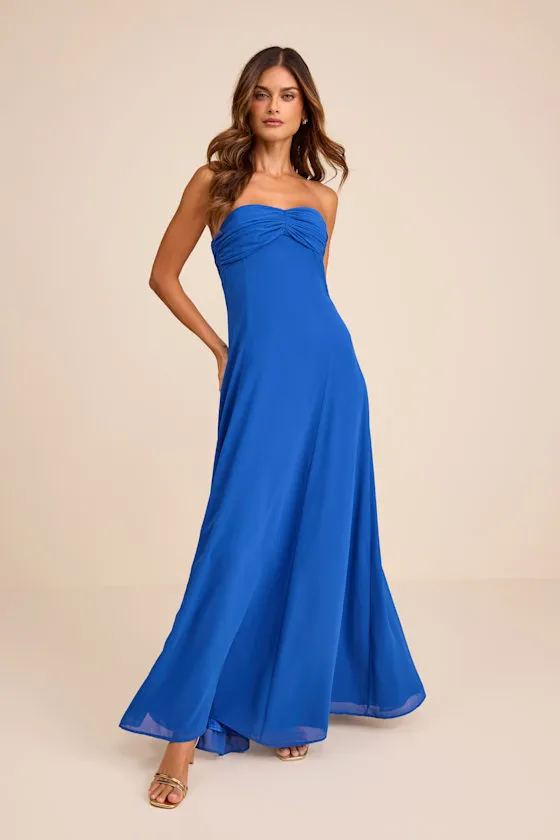 Kamalia Royal Blue Strapless Maxi Dress
