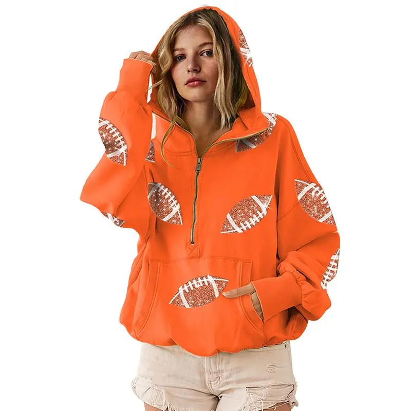 Women Oversized Game Day Hoodie – Sparkle, Comfort & Team Spirit!
