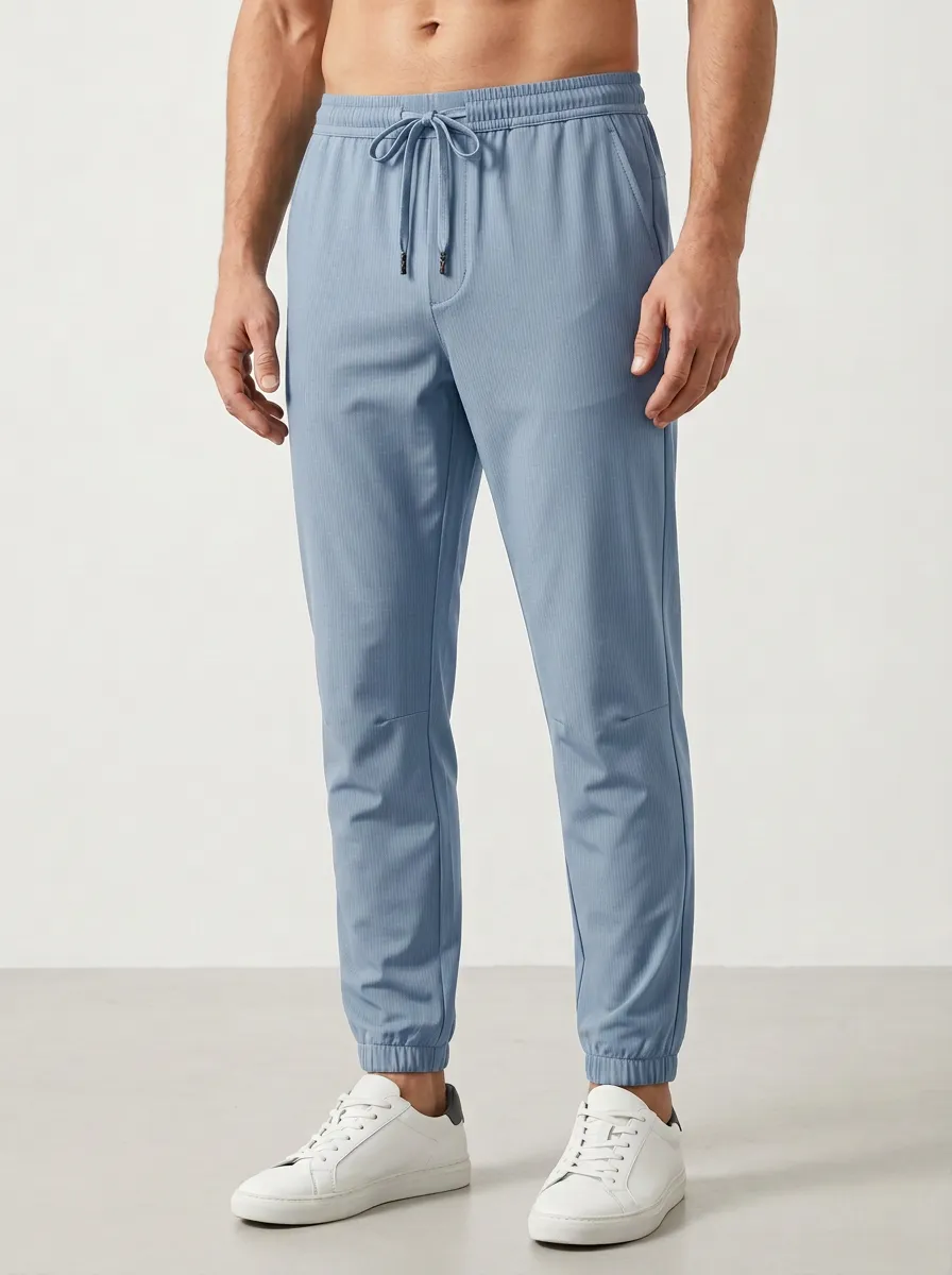 Outdoor-Inspired Striped Ice Silk Casual Look Men's Ice Silk Casual Pants