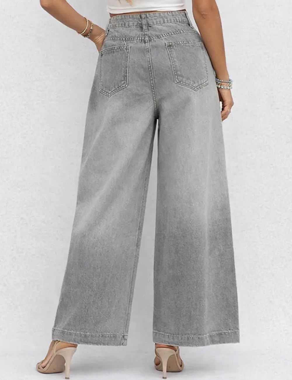 Rhinestone Baggy Jeans Wide Leg Denim Pants