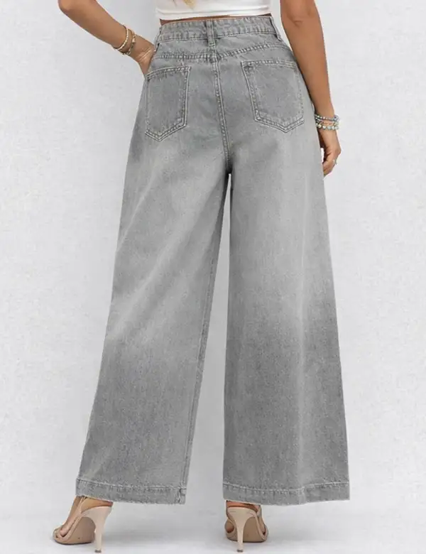 Rhinestone Baggy Jeans Wide Leg Denim Pants
