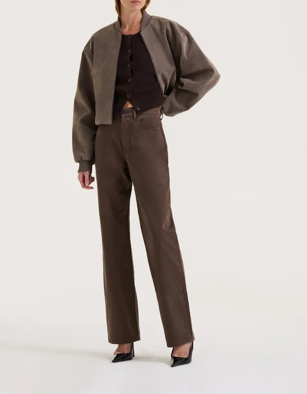 Chocolate Cropped Button Front Cardigan