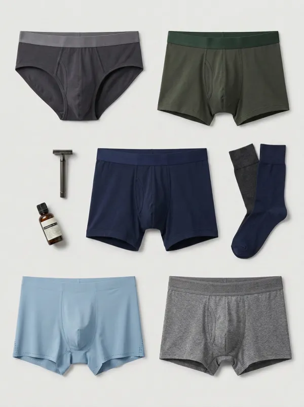 Men's Solid Color Breathable Cotton Boxer Briefs Set