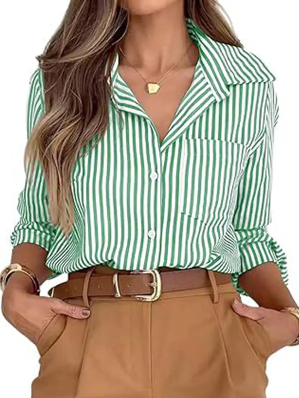 Striped Shirt with Pockets Blouse
