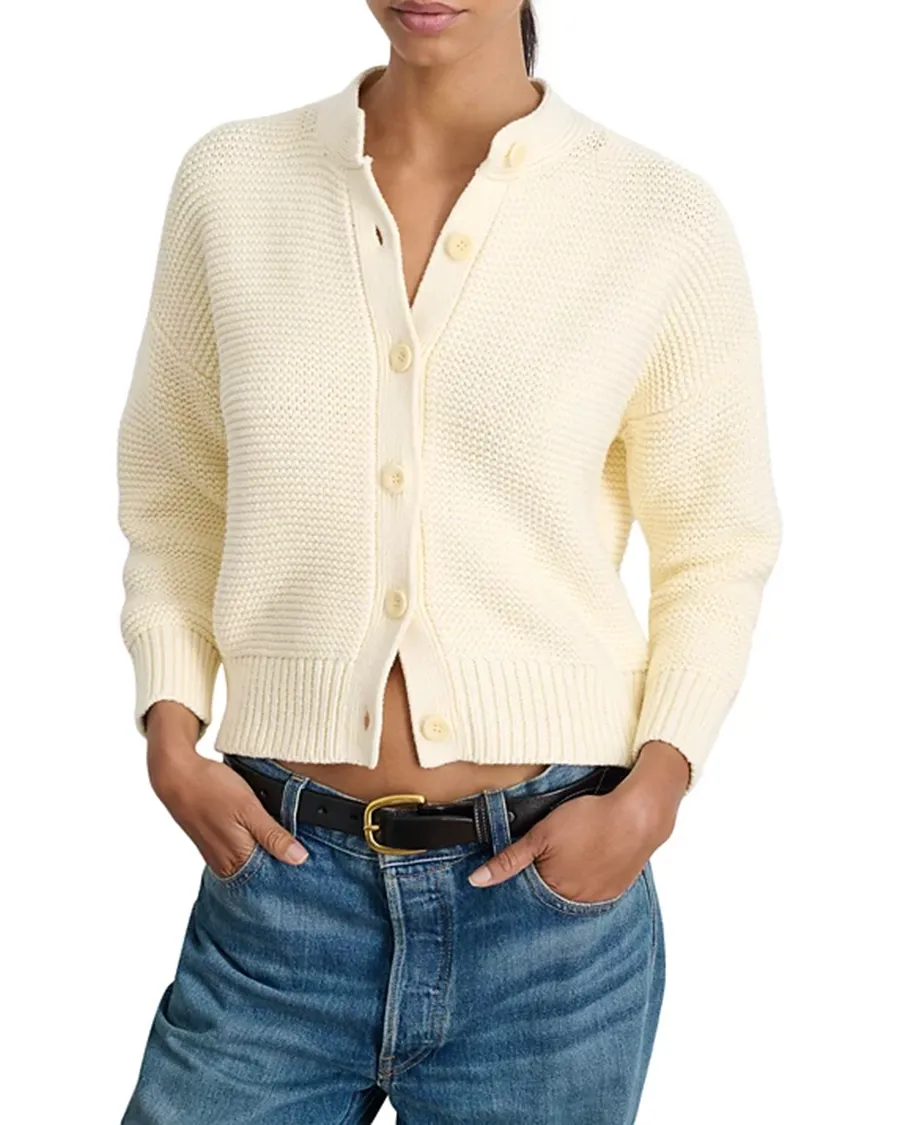 Casual Style Crewneck Cotton Cardigan