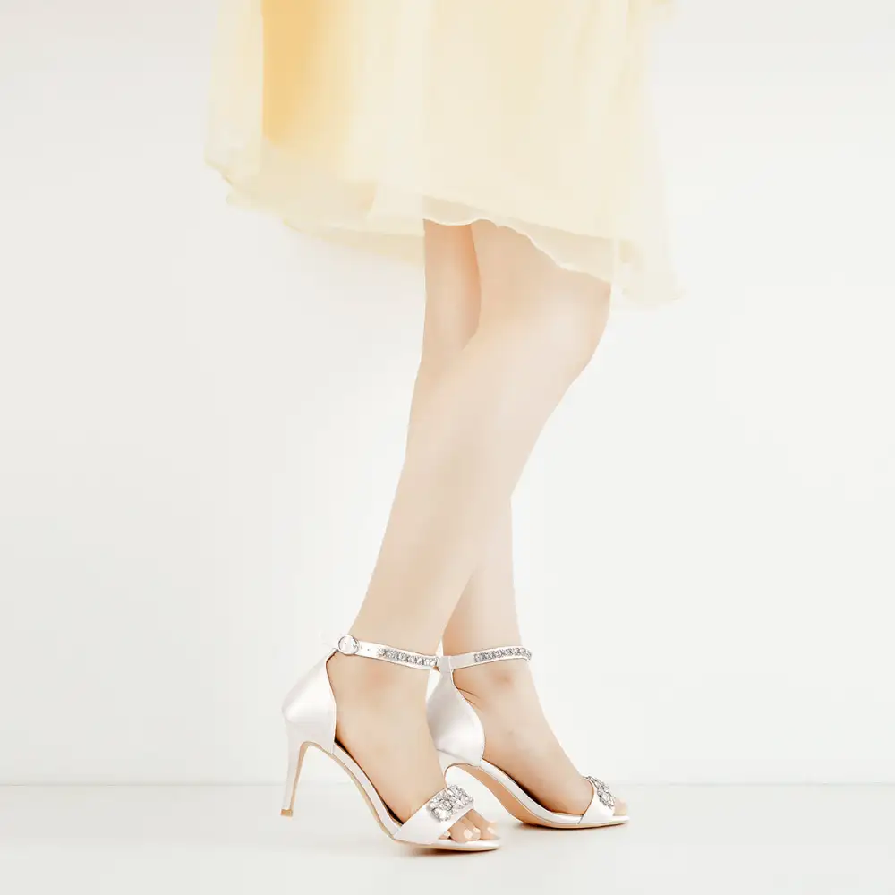 Rhinestone Embellished Ankle Strap Sandals