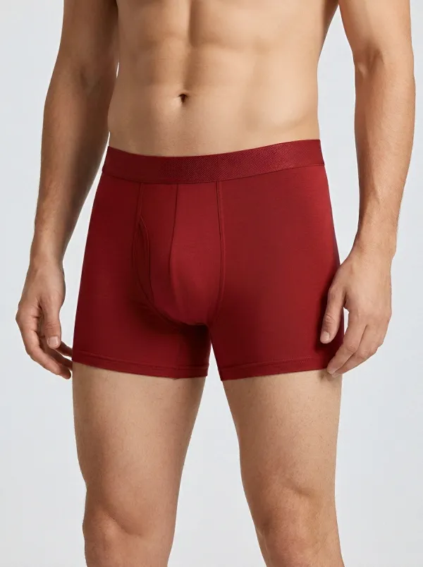 Men's Mixed Color Textured Finish Wide Waistband 3-Pack Boxer Briefs