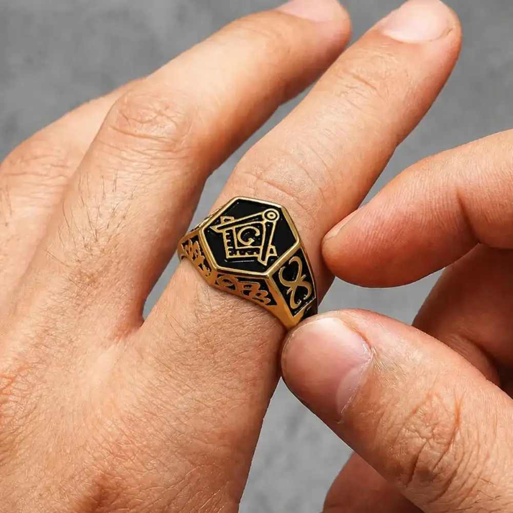 Men's Hexagon Masonic Ring