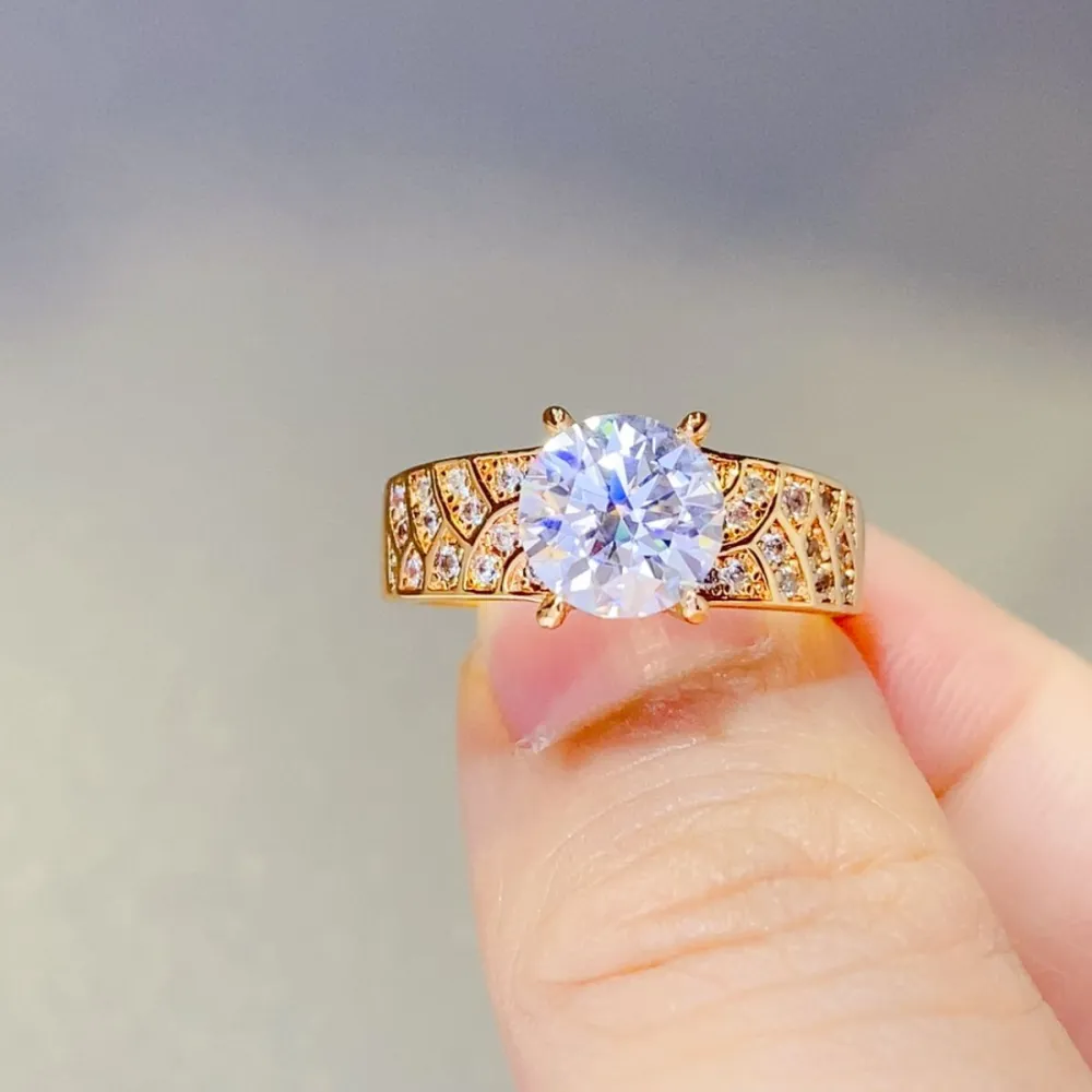 Gold-Plated Moissanite Zircon Ring