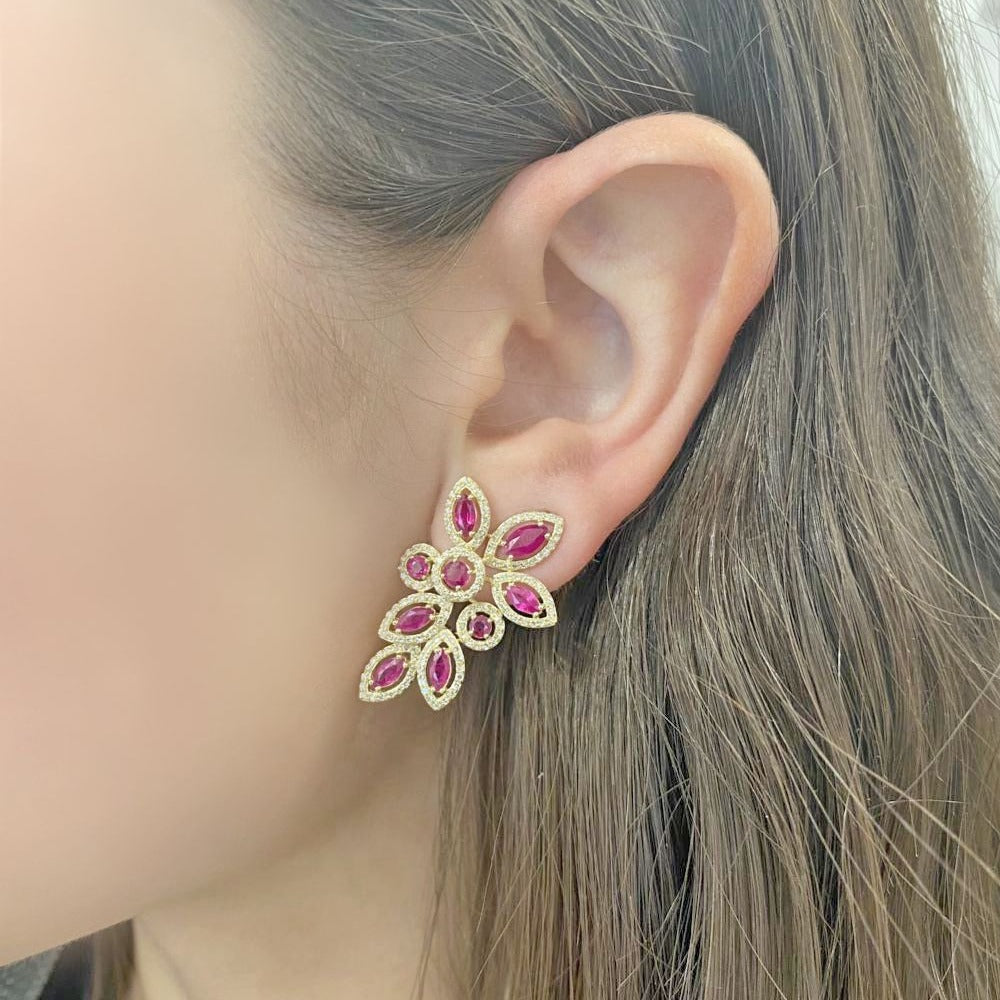 Openwork Contemporary Gem Detail Earrings
