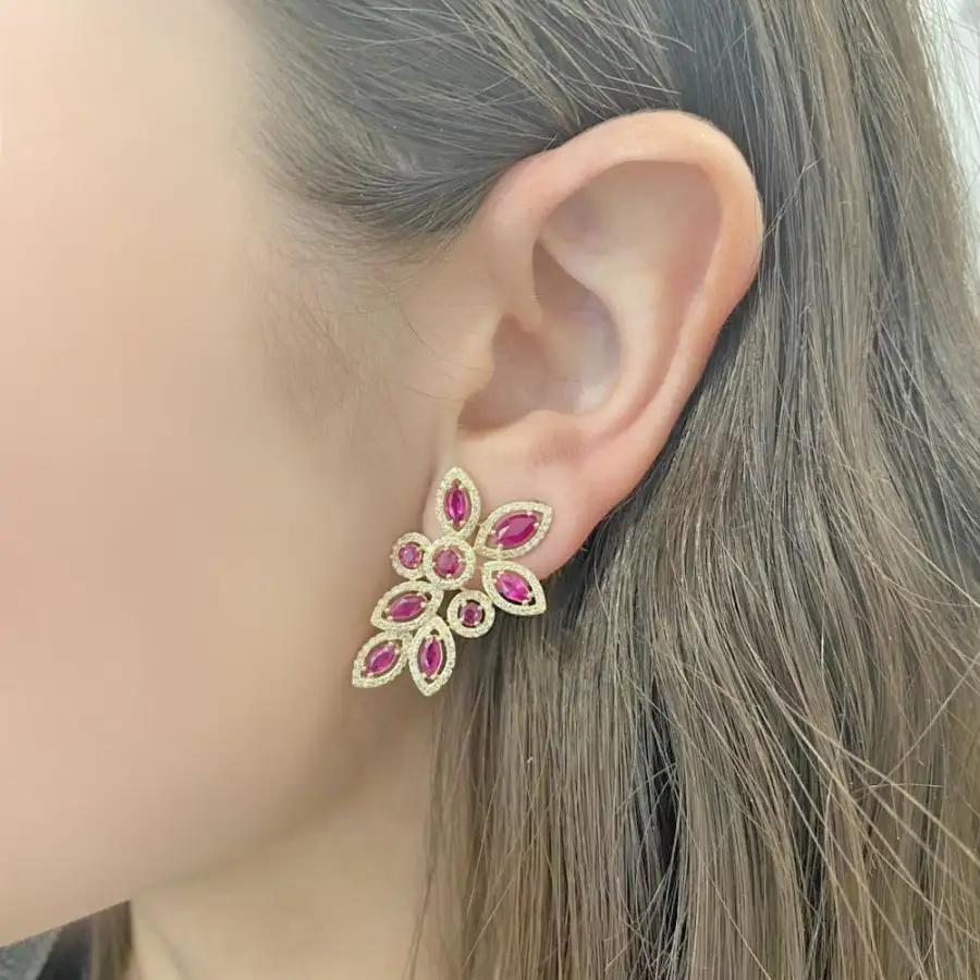 Openwork Contemporary Gem Detail Earrings