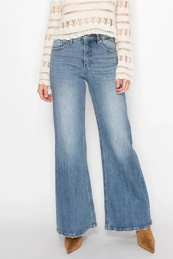 Modern High Rise Wide Leg Stretch Denim Jeans