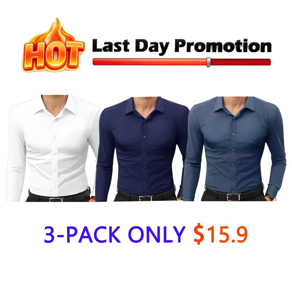 Dress Shirts 16-Way Stretch Slim Fit Long Sleeve Button Down Shirts Wrinkle Free Traveler Shirts Top Menswear