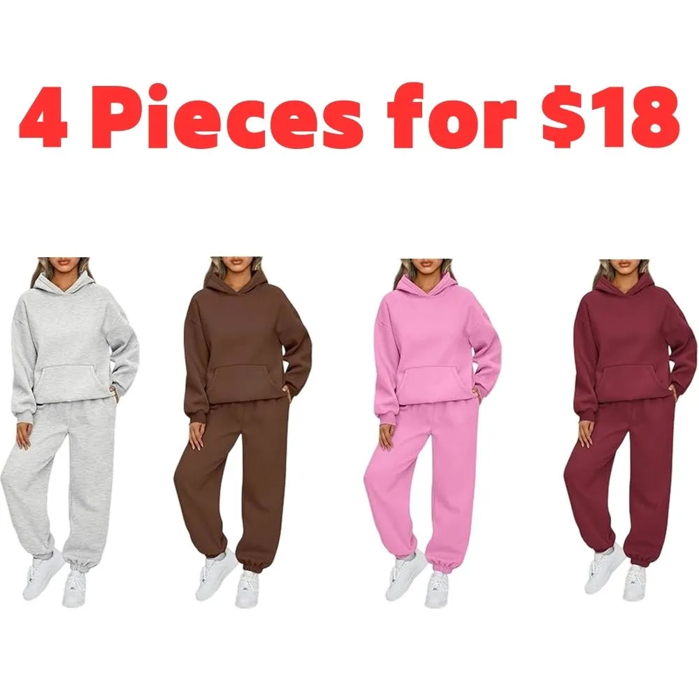 🔥Last day promotion⏰Womens's 2025 2 Piece Outfits Lounge Hoodie Sweatsuit Sets Oversized Sweatshirt Baggy Fall Fashion Sweatpants with Pockets