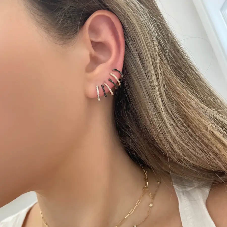 Refined Statement Gem Detail Huggie Earrings