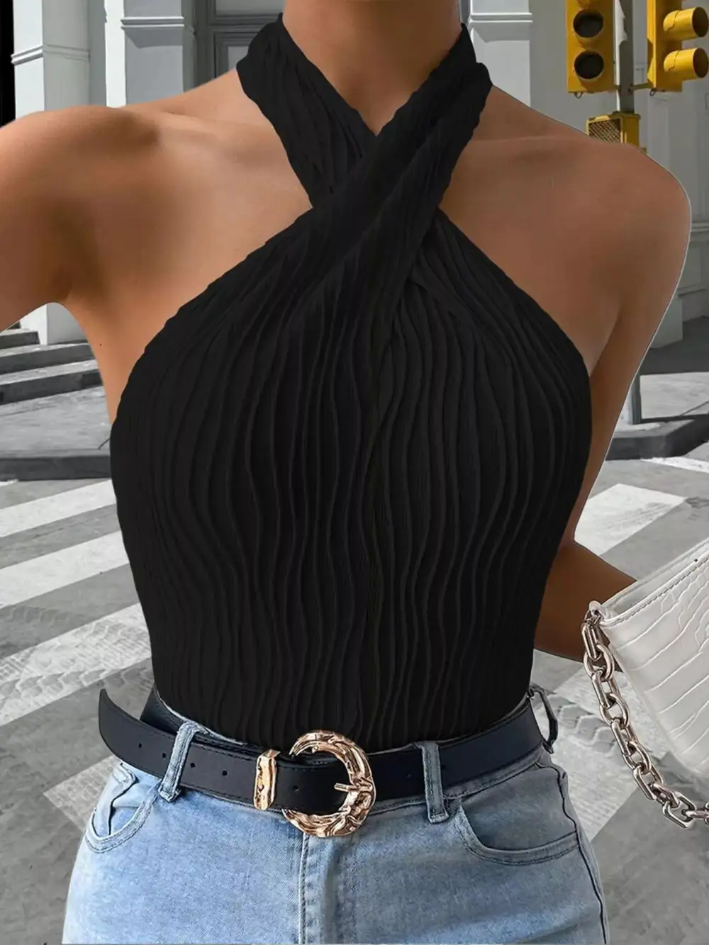 Textured Halter Neck