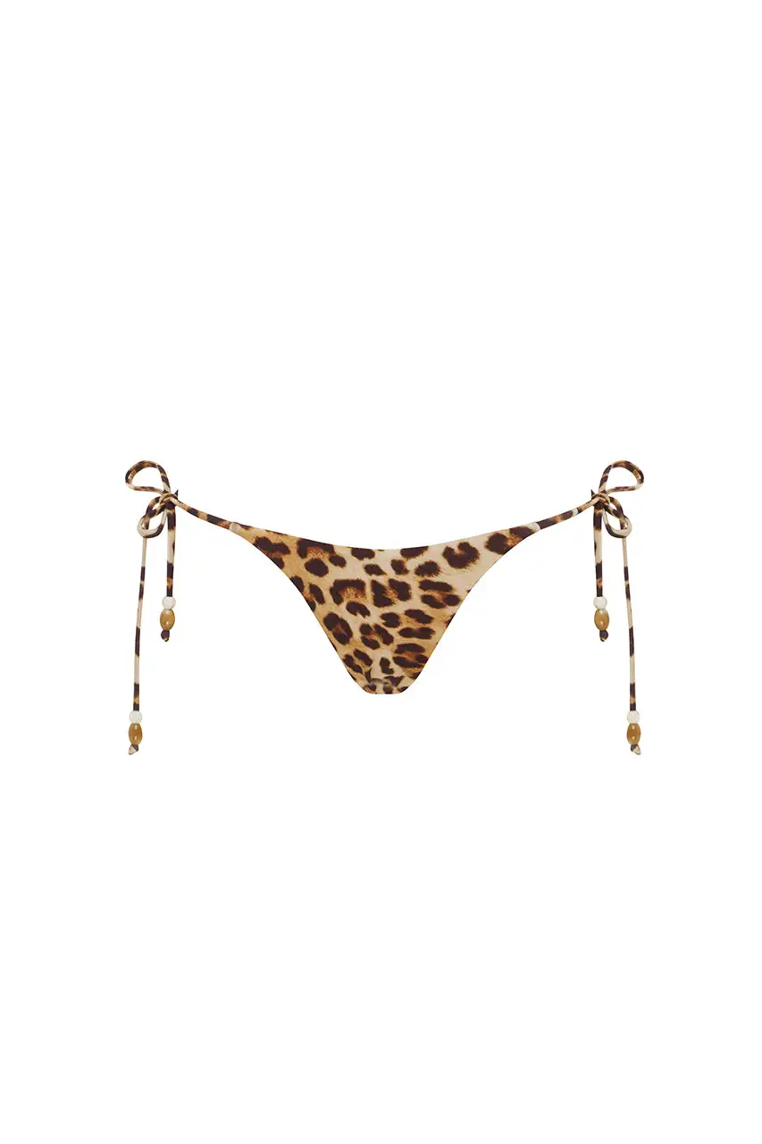 Leopard Print Halter Neck Embellished Swimwear
