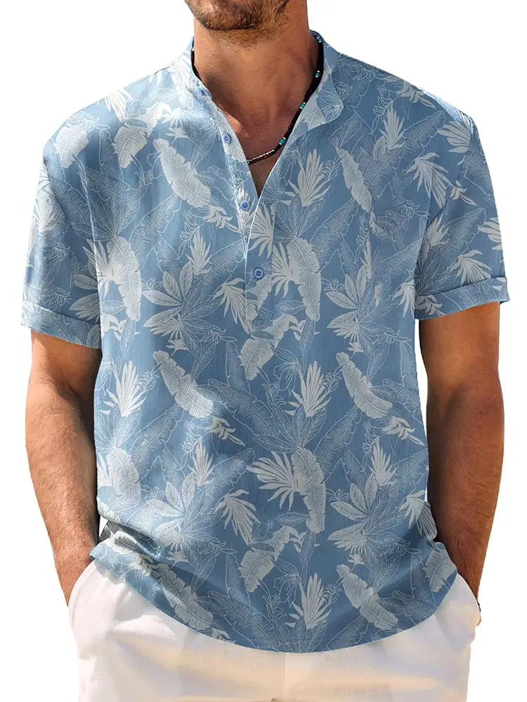 Casual Breathable Hawaiian Henley Shirt
