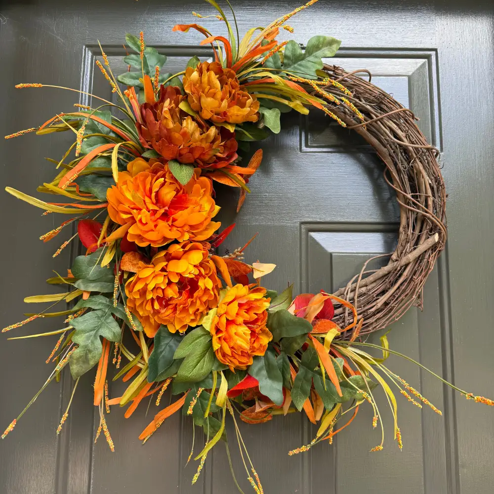 Peony Grapevine Harvest Wreath